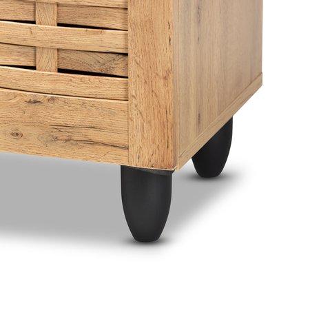 Baxton Studio Winda Modern and Contemporary Oak Brown Finished Wood 2-Door Shoe Cabinet 189-11987-ZORO